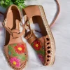 Floral Handpainted Tooled Huarache Shoe Mexican Style Boho