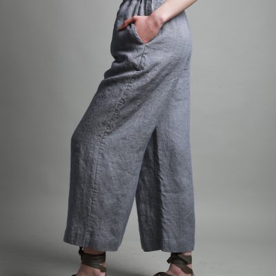 Handmade Linen Ankle Pants: Relaxed Fit Trousers Pockets